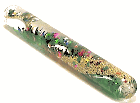 Extra Kaleidoscope Wands 5 1/8 inches long by 5/8 inches in diameter in Green and Gold Spiral