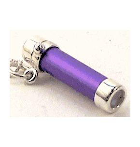 Hand Made Kaleidoscope Pendant in Purple anodized aluminum and Sterling Silver By Debra and Kevin Healy of Healy Designs.