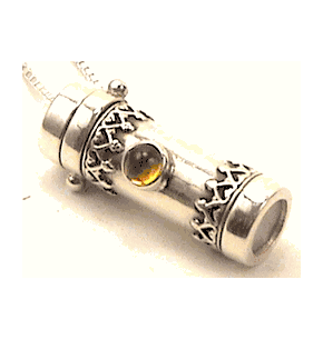 Handmade Artisan Kaleidoscope Necklace "Saturn" with Citrine in Sterling Silver By Deborah and Kevin Healy.
