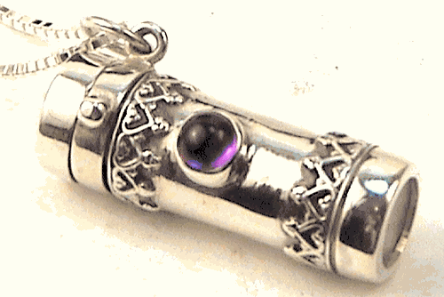 Sterling Silver Jewelry, Saturn Kaleidoscope Necklace with Amethyst By  the Healys.
