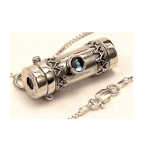 Sterling Silver Jewelry, Special Mothers Day Gifts, Saturn Necklace Kaleidoscope, with a Collet Set Blue Topaz By the Healys