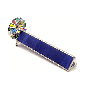 Unique Gifts, Blue Stained Glass Fused Wheel Kaleidoscope, by artist Kathleen Hunt.