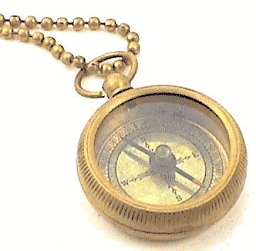 Wearable Compass Necklace 1 3/8 inches in diameter with Brass Chain.